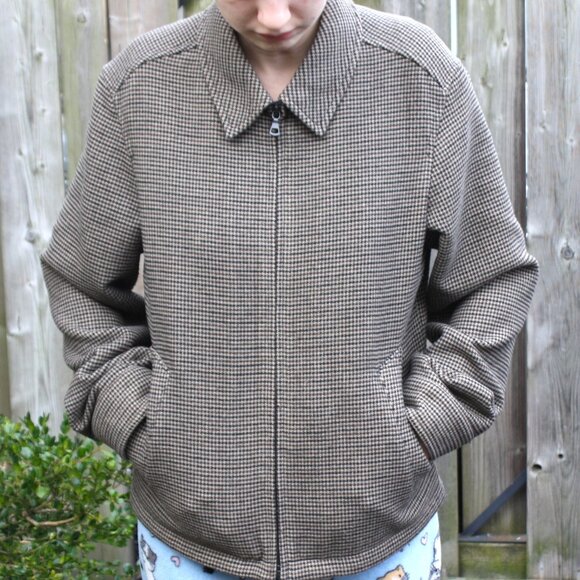 Uniqlo Houndstooth Single Collar Bomber Jacket - Picture 1 of 10